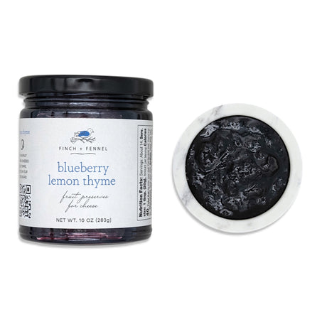 ar of blueberry lemon thyme fruit preserves for cheese, 10 oz gourmet spread