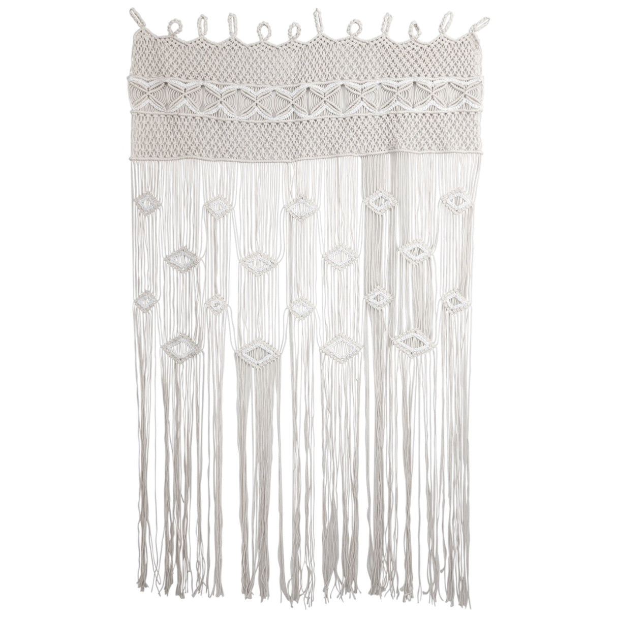 boho macrame cotton curtain panel natural white woven doorway curtain wall hanging