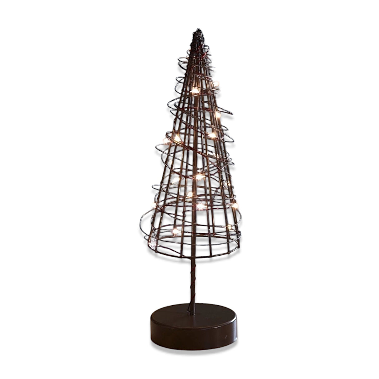 Brown wire metal tree table light with 20 warm white LED lights