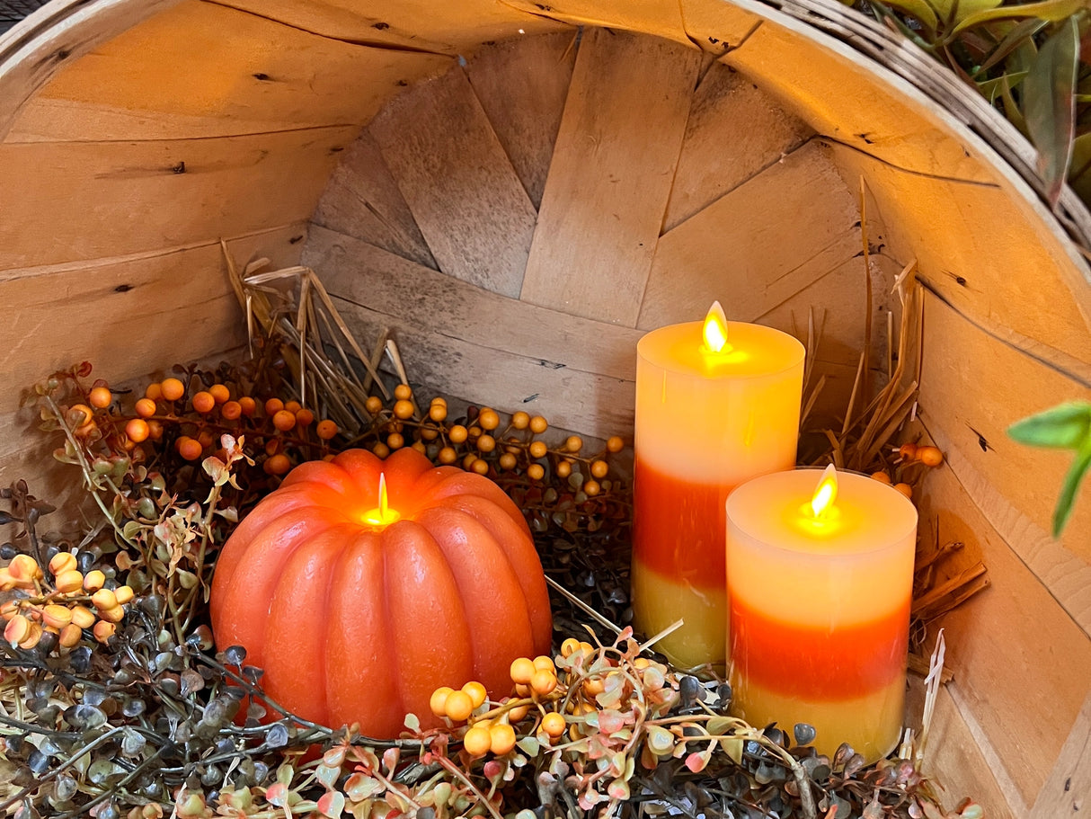 Orange Pumpkin Flickering LED Flameless Wax Candles