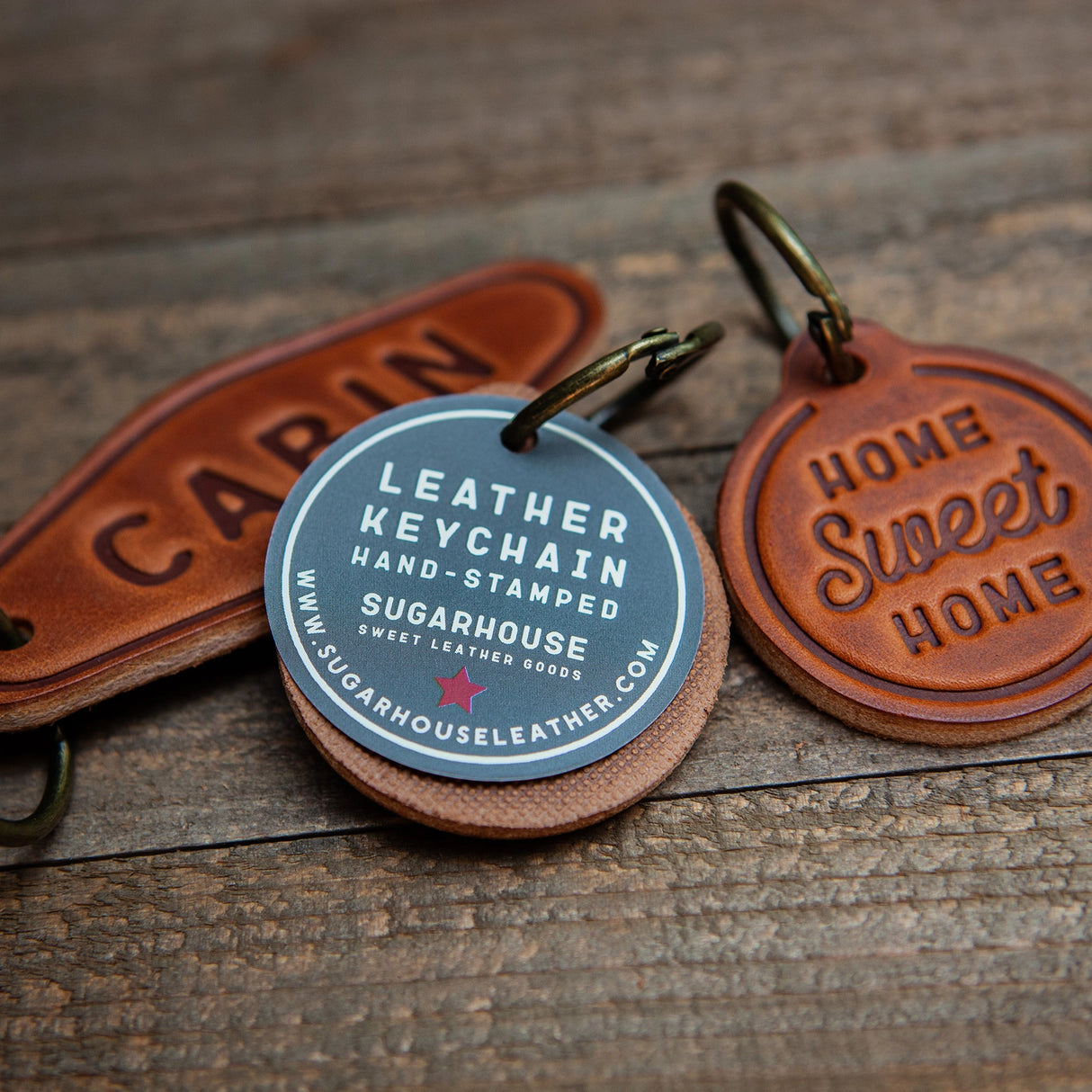 12 Gauge Circular Leather Keychain