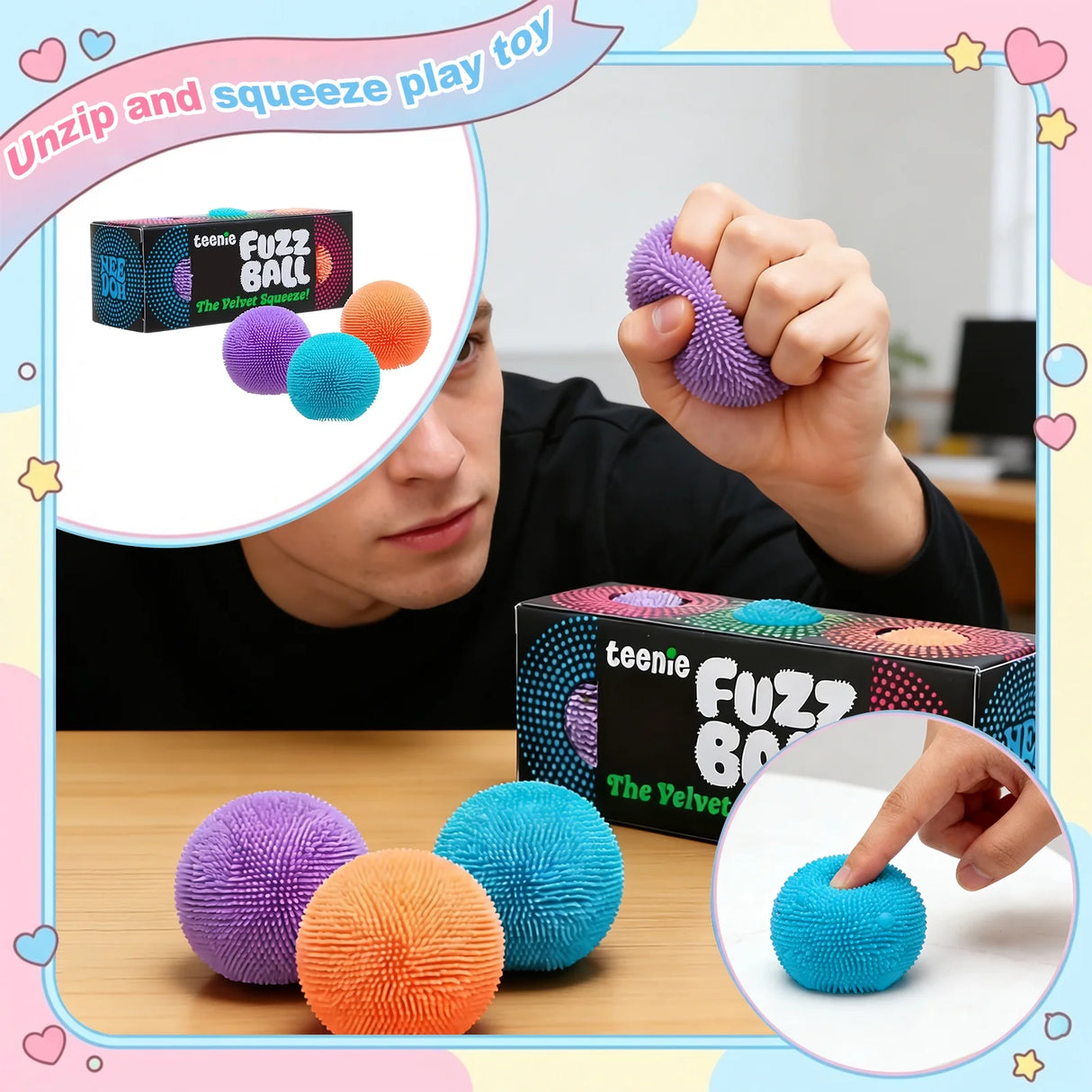 Teenie Fuzz Ball Stress Ball 3-Pack
