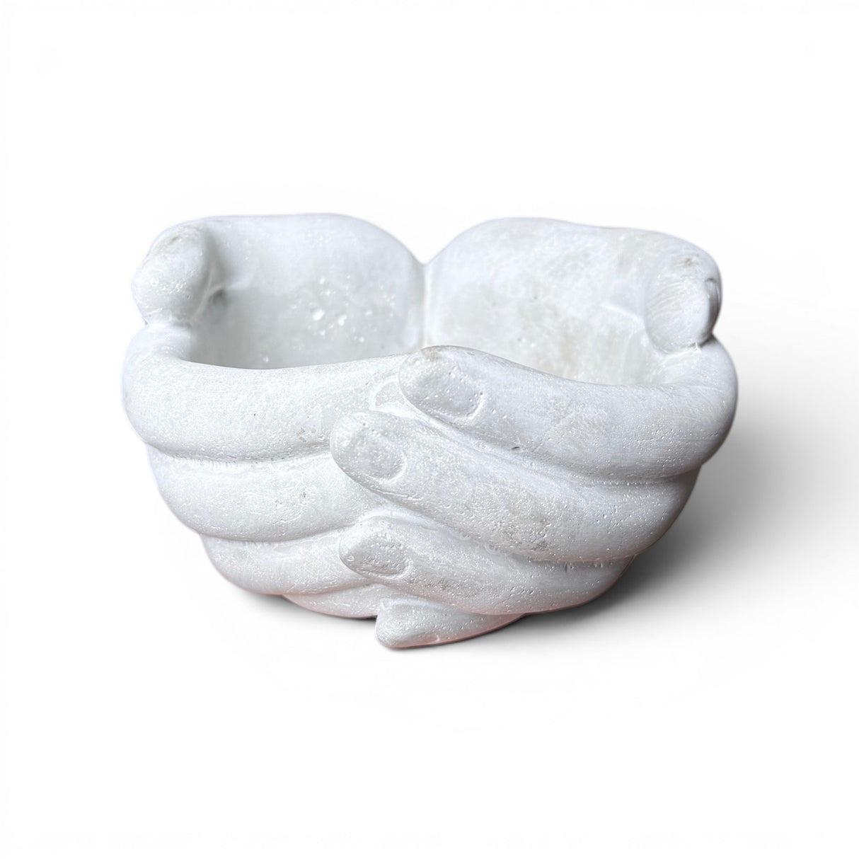 cast concrete hands planter for faux greenery and home decor
