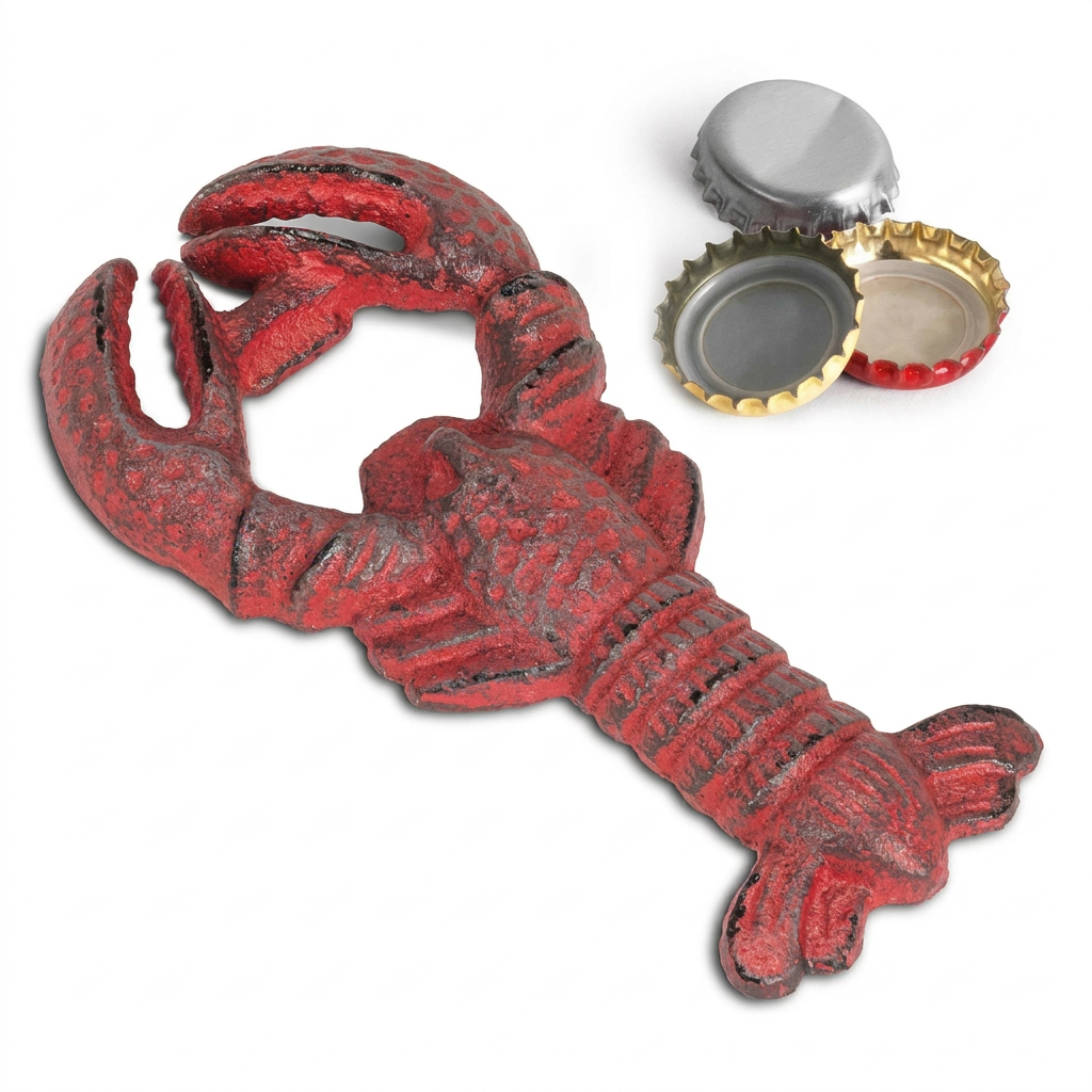cast iron lobster bottle opener coastal bar accessory beach house kitchen decor seafood lover gift idea
