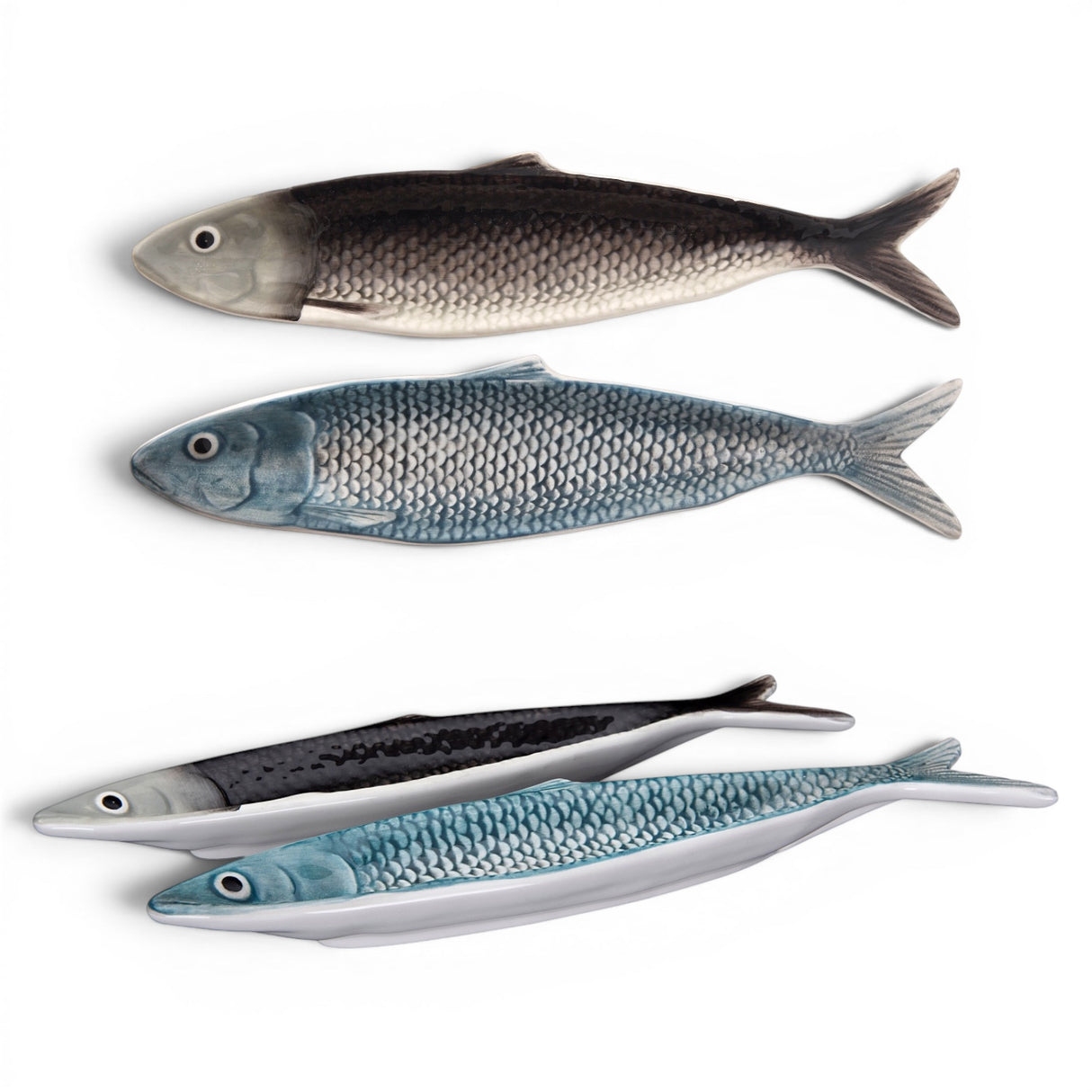 hand painted sardine plate ceramic fish serving dish narrow appetizer plate coastal kitchen decor