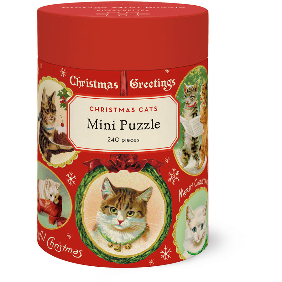 Christmas Cats 240 piece mini puzzle in decorative tube
