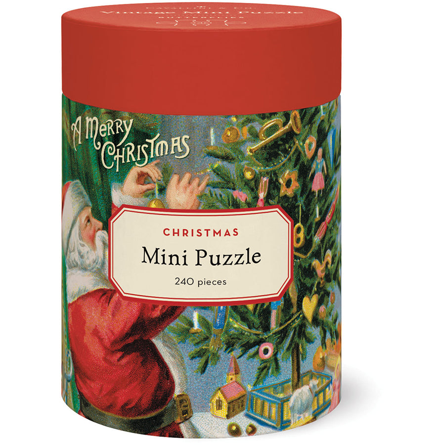 Christmas Santa 240 piece mini puzzle with vintage artwork in decorative tube