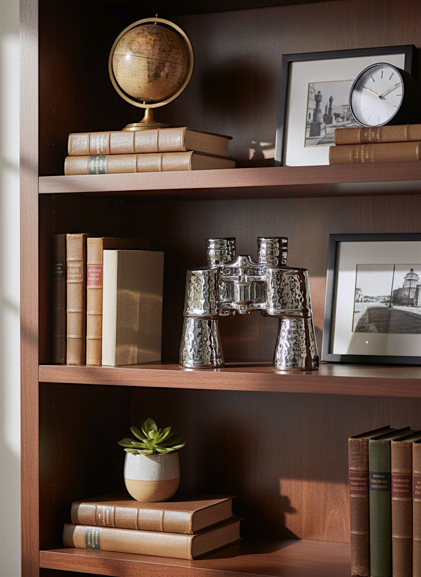 Chrome Ceramic Binoculars Décor