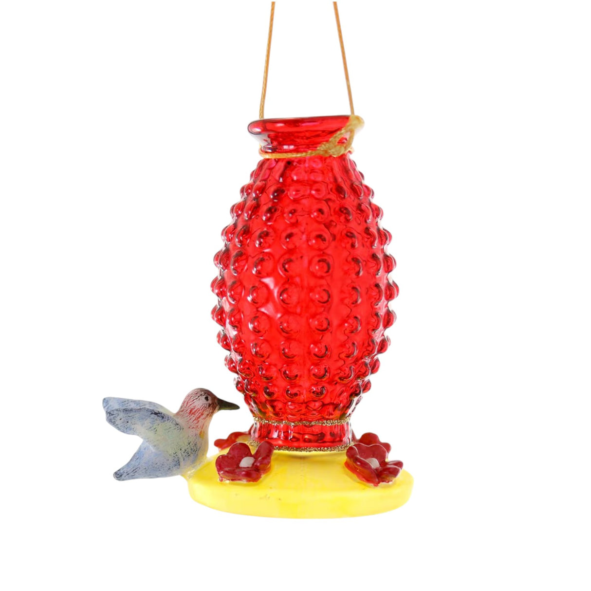 Glass Humming Bird & Feeder Christmas Ornament