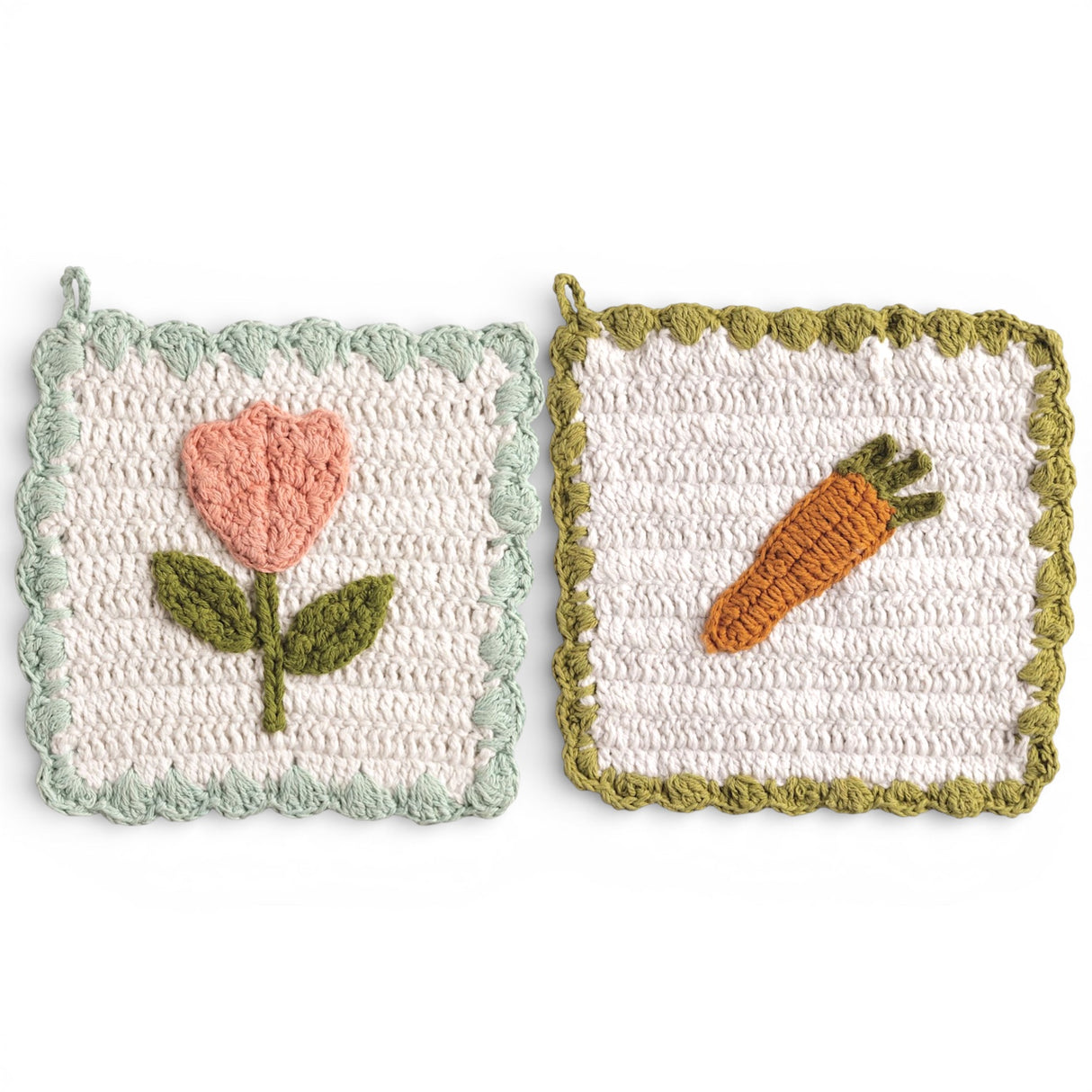 8 inch crochet cotton pot holder with tulip or carrot design