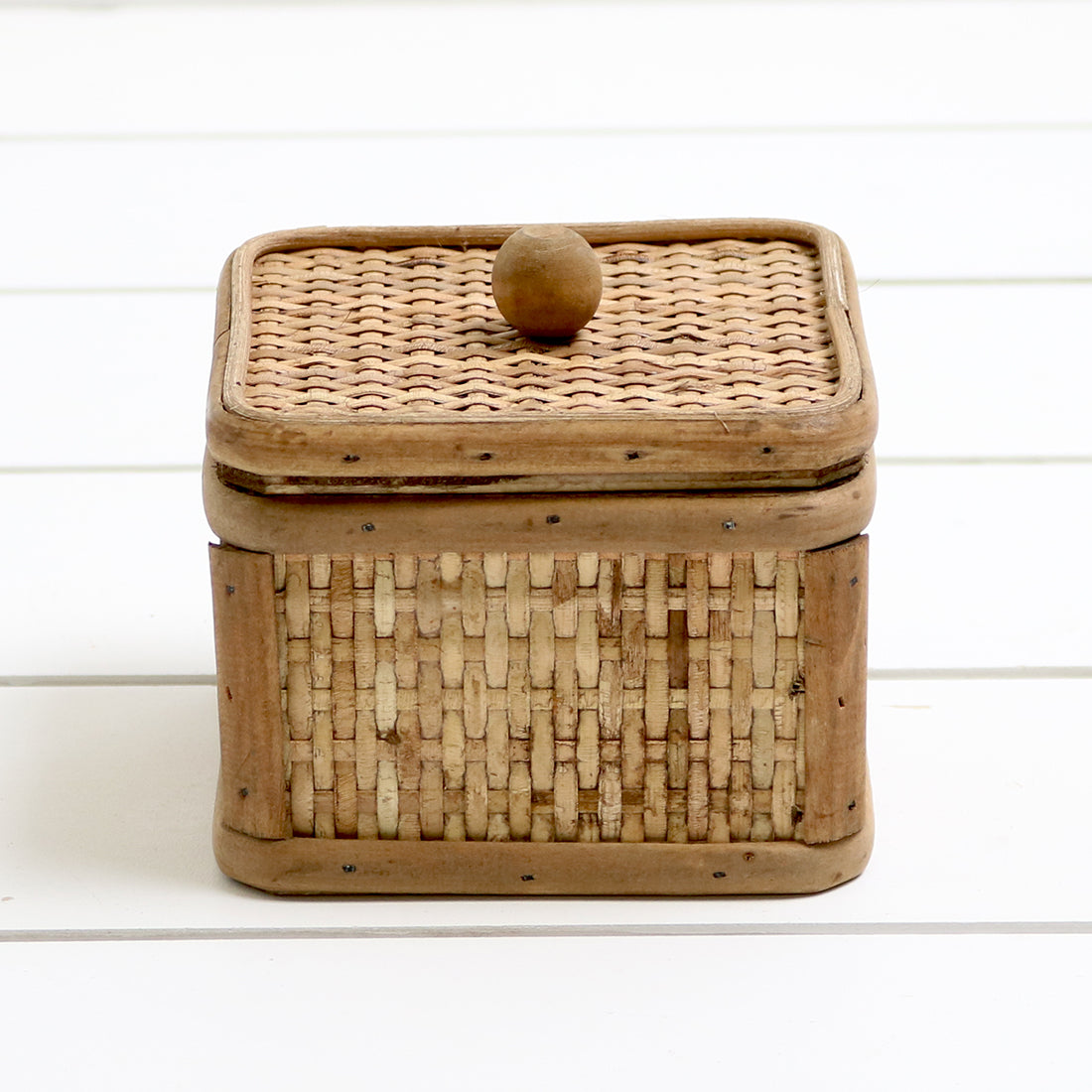 Round and Square Rattan Woven Cane Storage Boxes