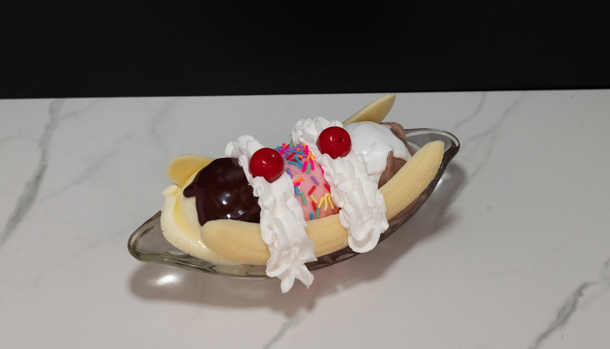 Fake Banana Split Ice Cream Dessert
