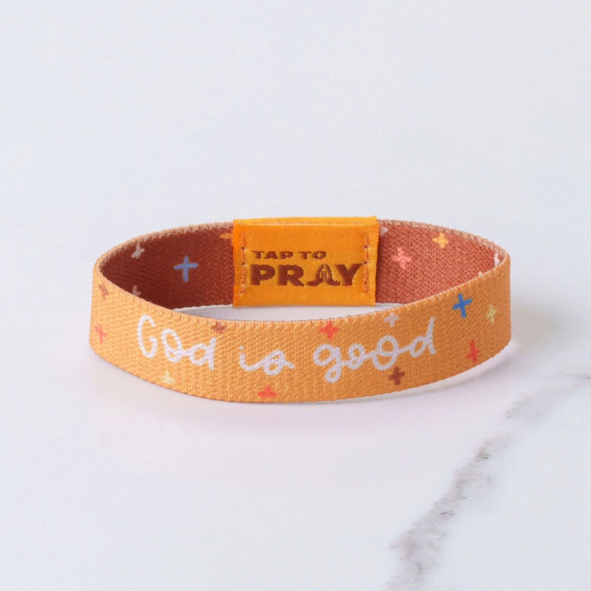 God is Good Orange Tap to Pray Wristband