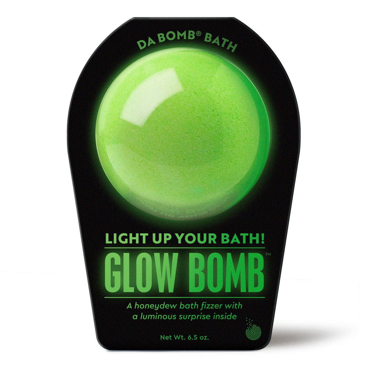 Da Bomb Glow Bomb bright green honeydew bath fizzer with a light-up surprise inside