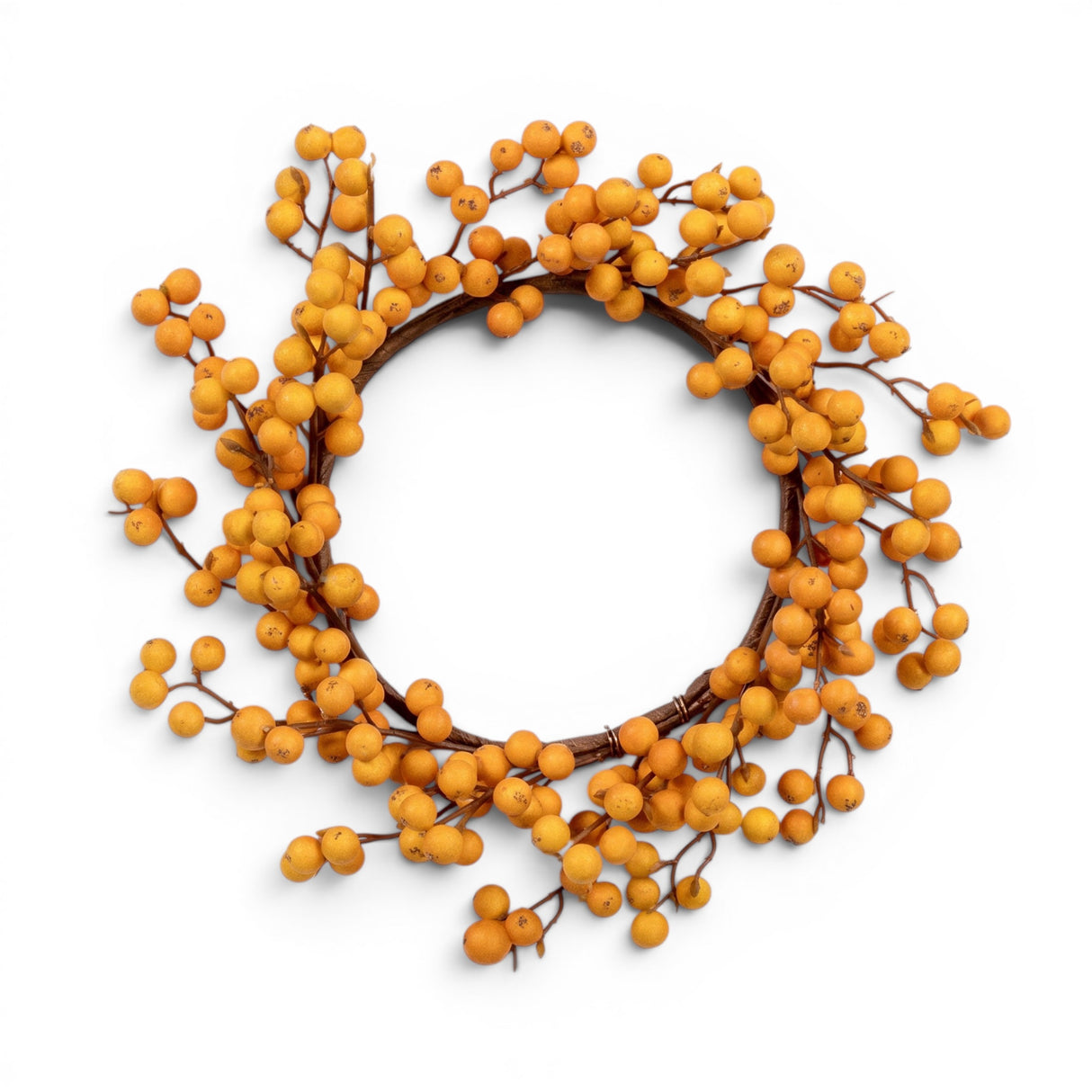 12-inch dark yellow berry candle ring for fall tabletop and flameless candle décor