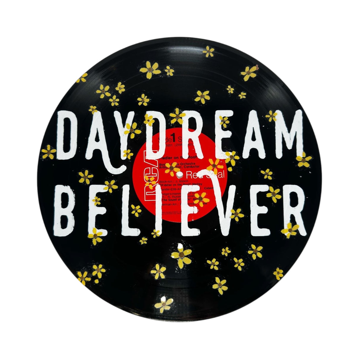 daydream believer vinyl record wall art sugarboo 12 inch floral text decor