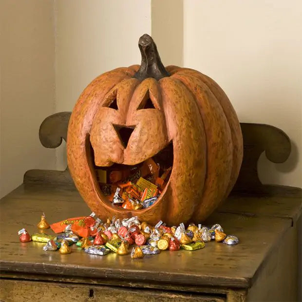 Orange Big Mouth Jack O'Lantern Resin Mache Pumpkins | 3 Sizes