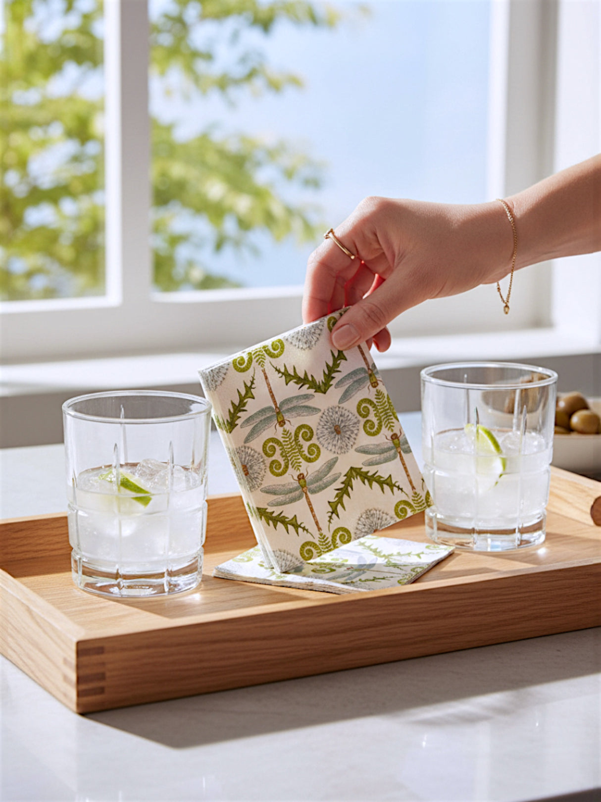 Dragonfly & Botanical Cocktail Napkins (Set of 50)