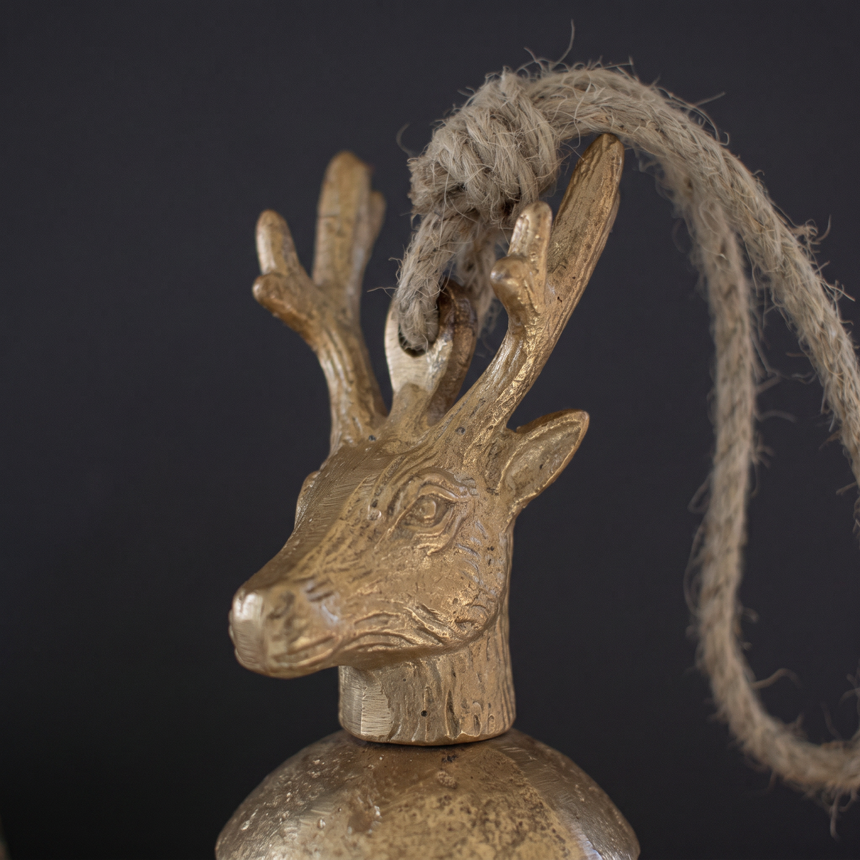 Antiqued Deer Finial Christmas Bell