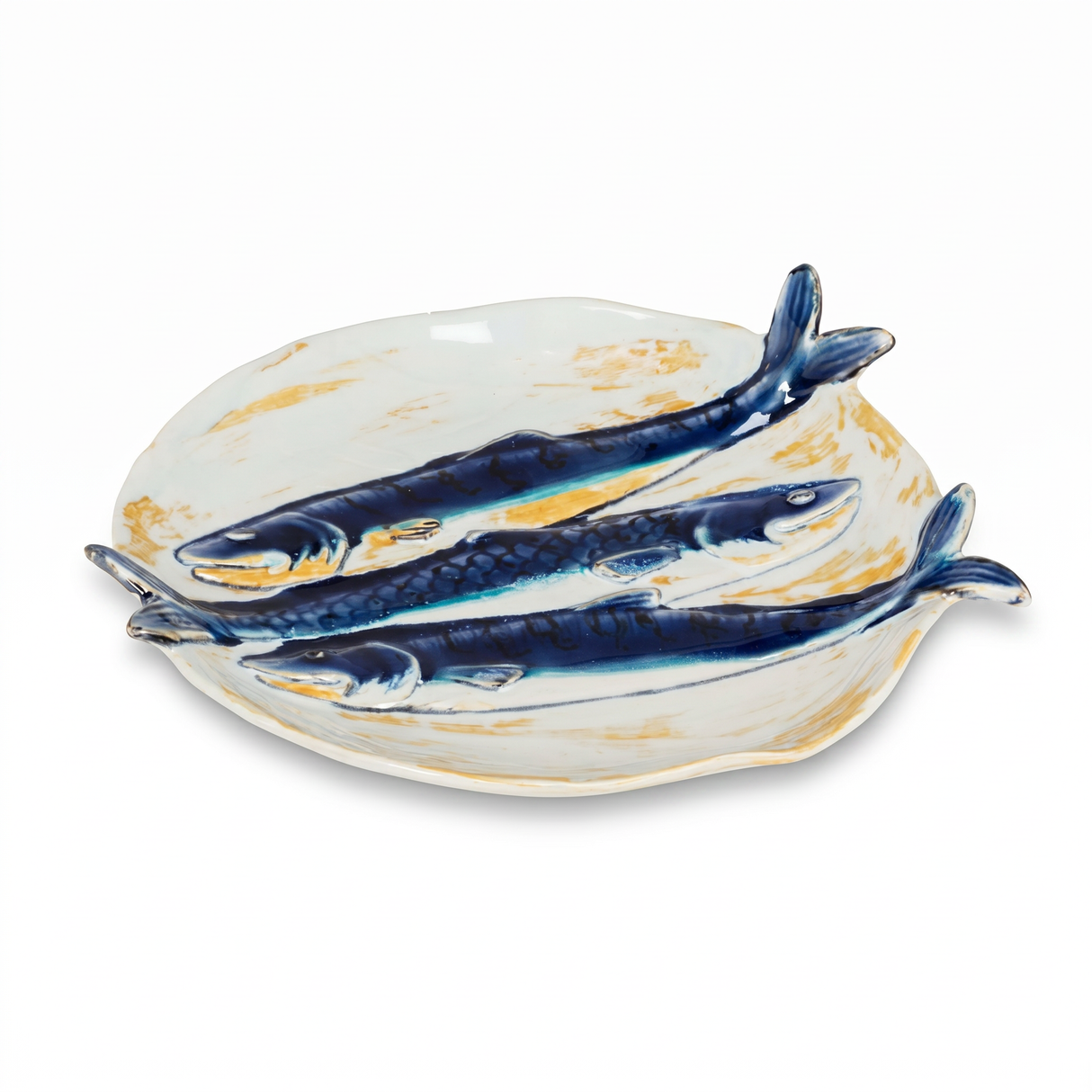Round Triple Fish Ceramic Plate