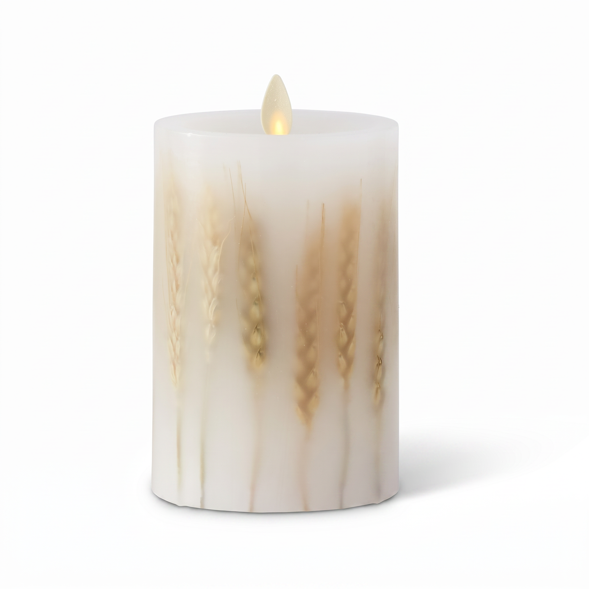 White Wax Wheat Luminara Flameless Pillar Candle