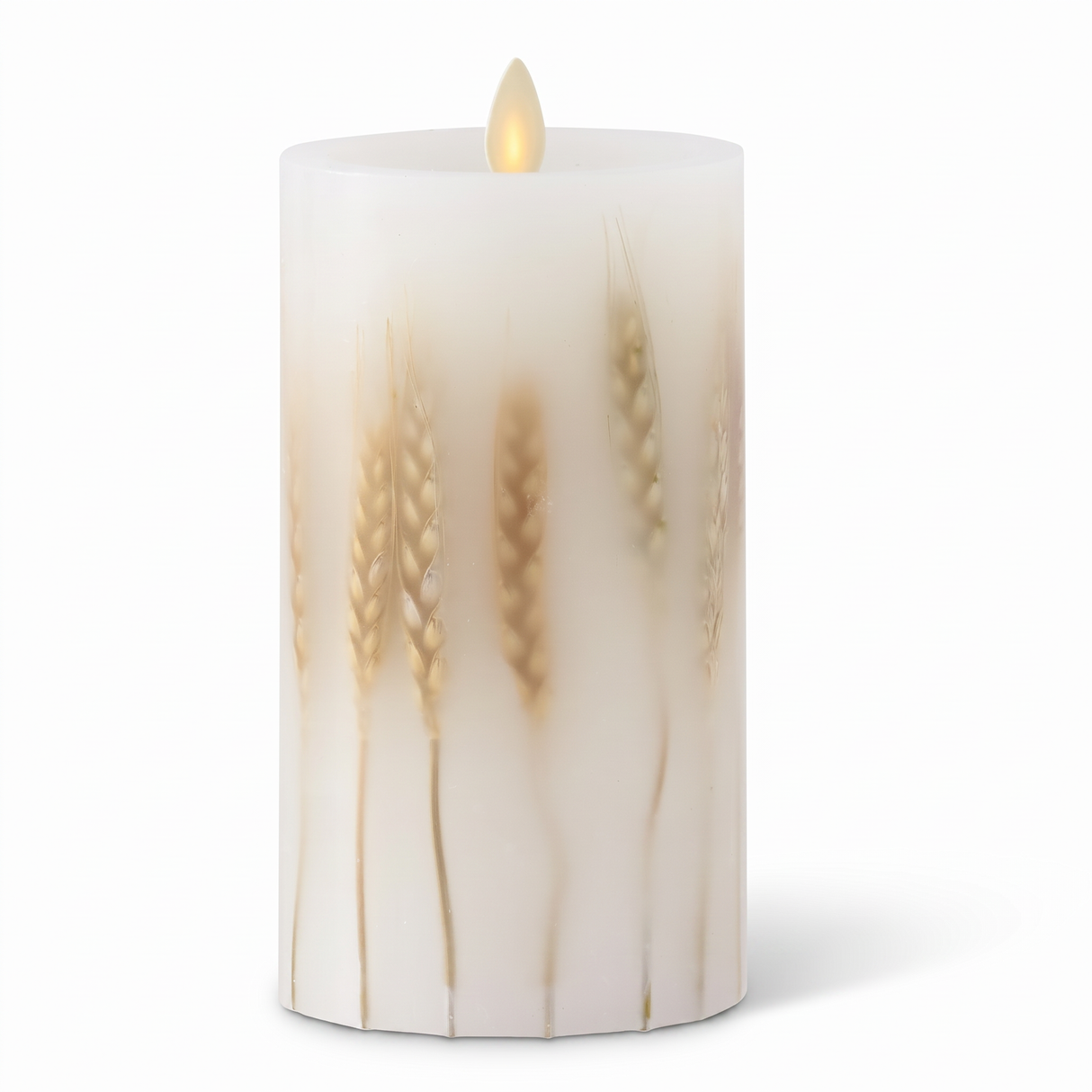 White Wax Wheat Luminara Flameless Pillar Candle