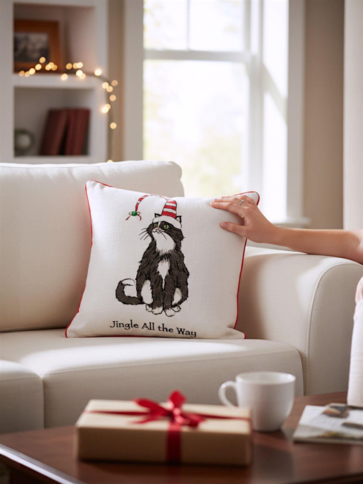 Jingle All the Way Cat Pillow