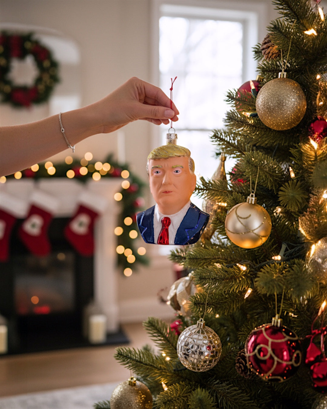 President Donald Trump Bust Glass Ornament