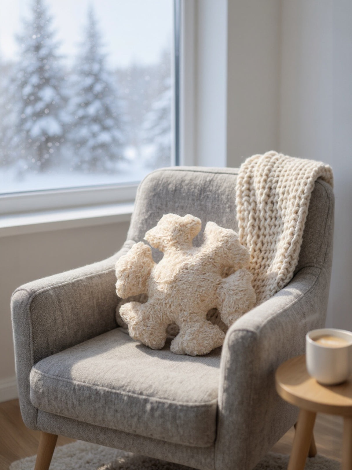 Cotton Tufted Snowflake Shaped Pillow