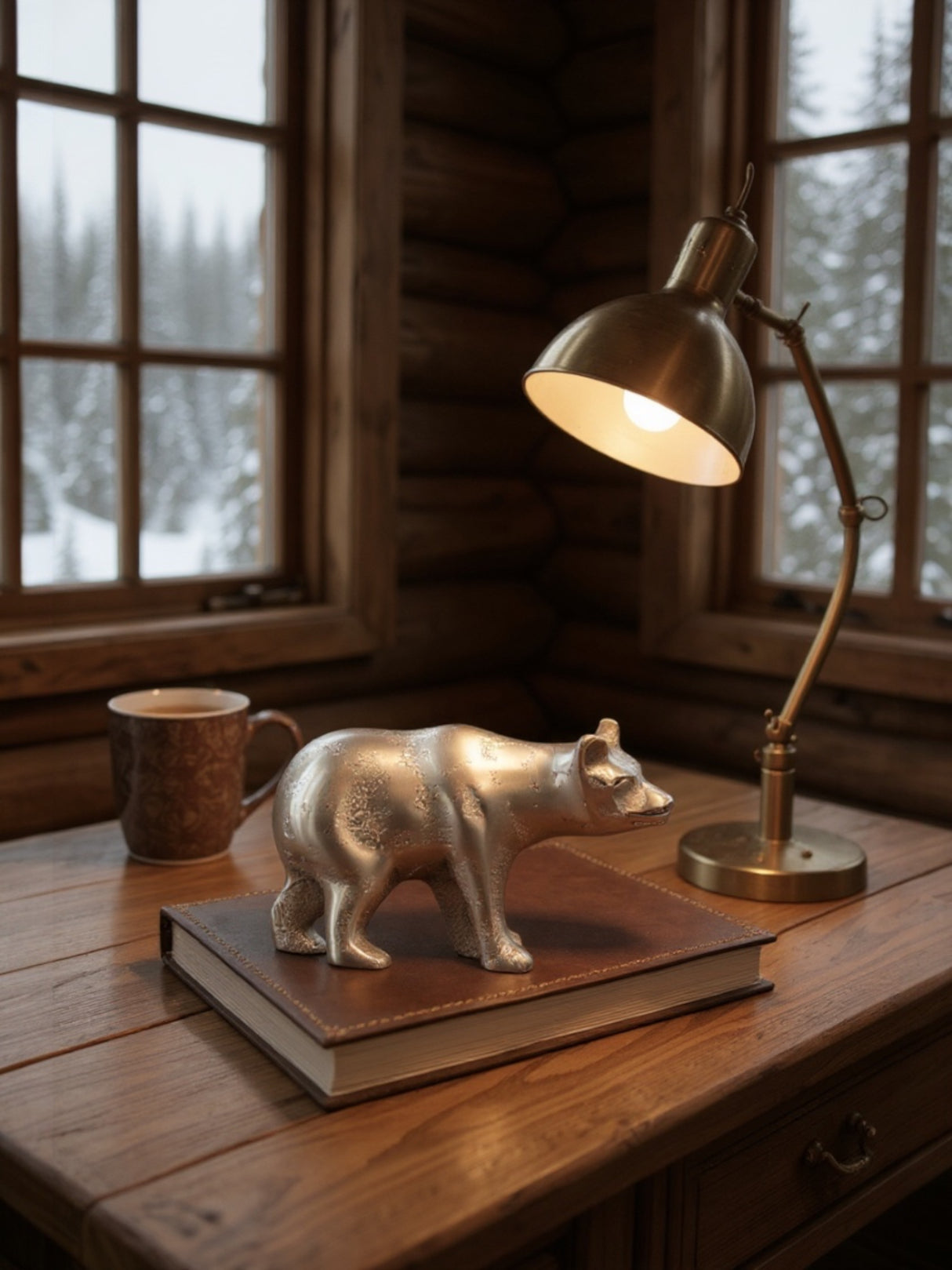 Silver Cast Aluminum Polar Bear Figurine