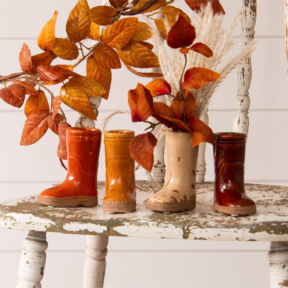 Mini Ceramic Earthy Tones Boot Vases | 4 Colors