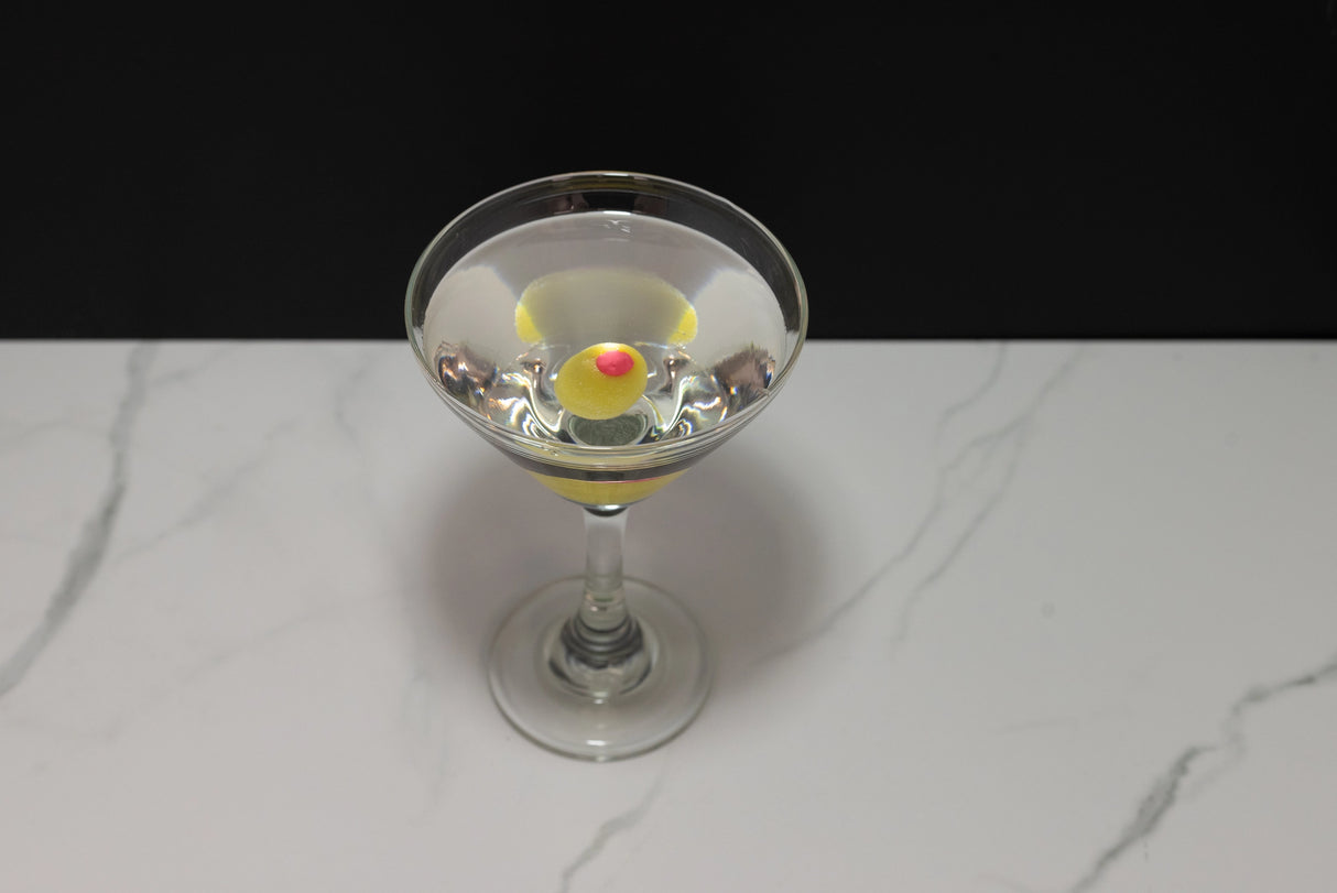 Realistic Fake Martini Glass with Olive