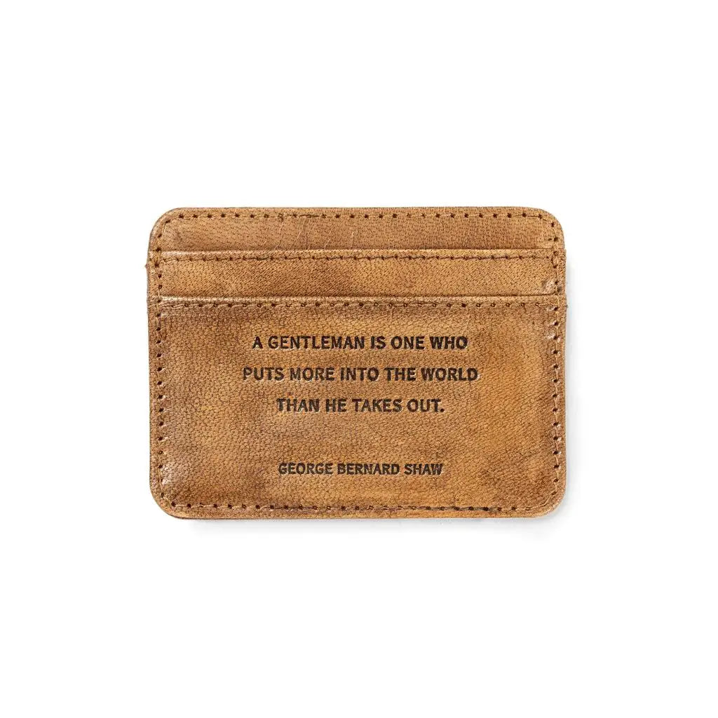 Distressed Leather Card Holder Wallet (George Bernard Shaw Quote) | 3 Colors