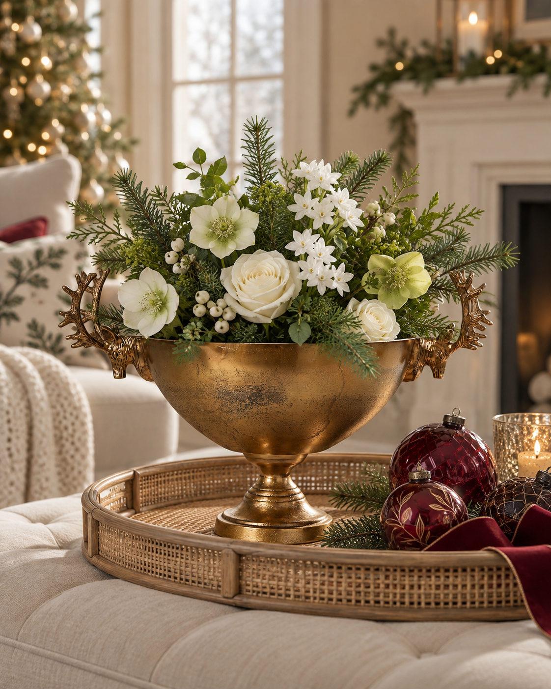 Gold Aluminum Deer Pedestal Bowl