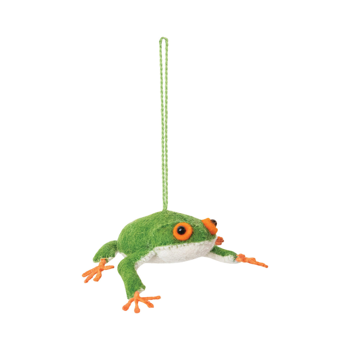 Handmade Wool Felt Green Frog Ornament