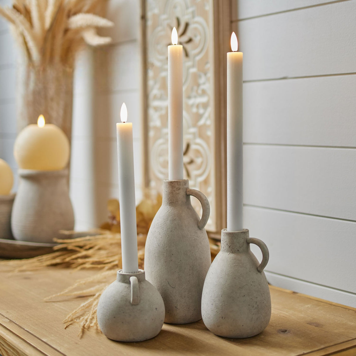 battery operated white taper candles
