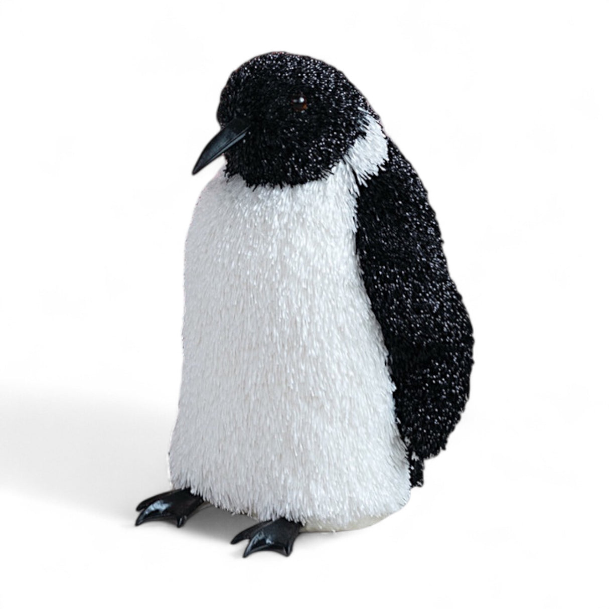 Large black and white foam penguin figurine for holiday and winter décor