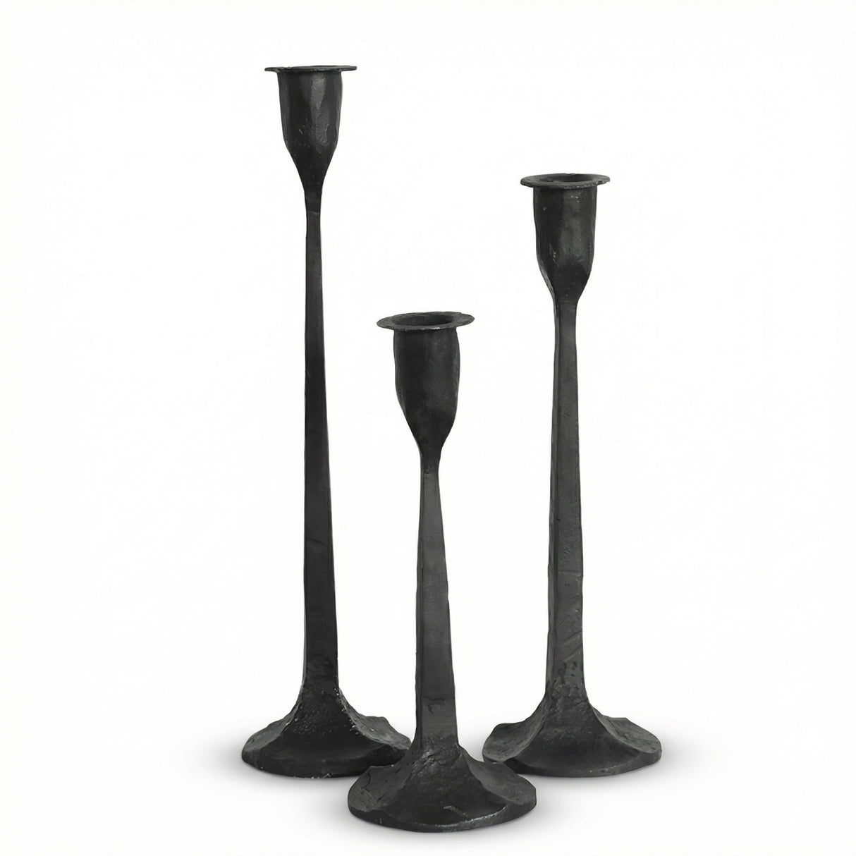 black forged iron taper candle holders set of three modern candle stands for dining table or mantel décor