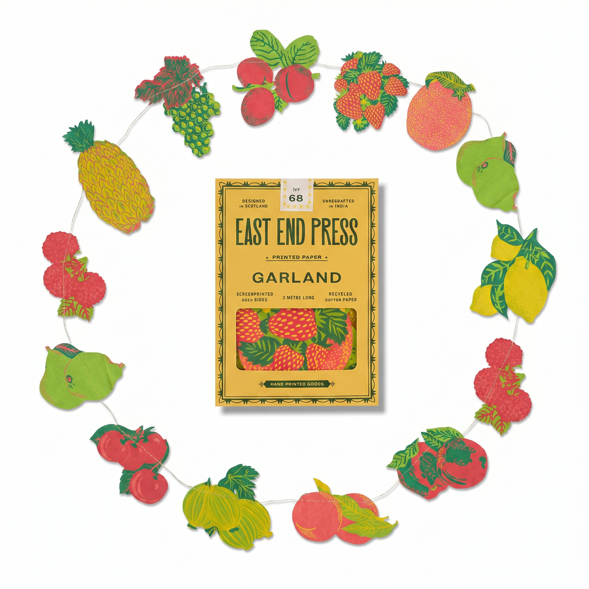 hand printed fruit paper garland by East End Press