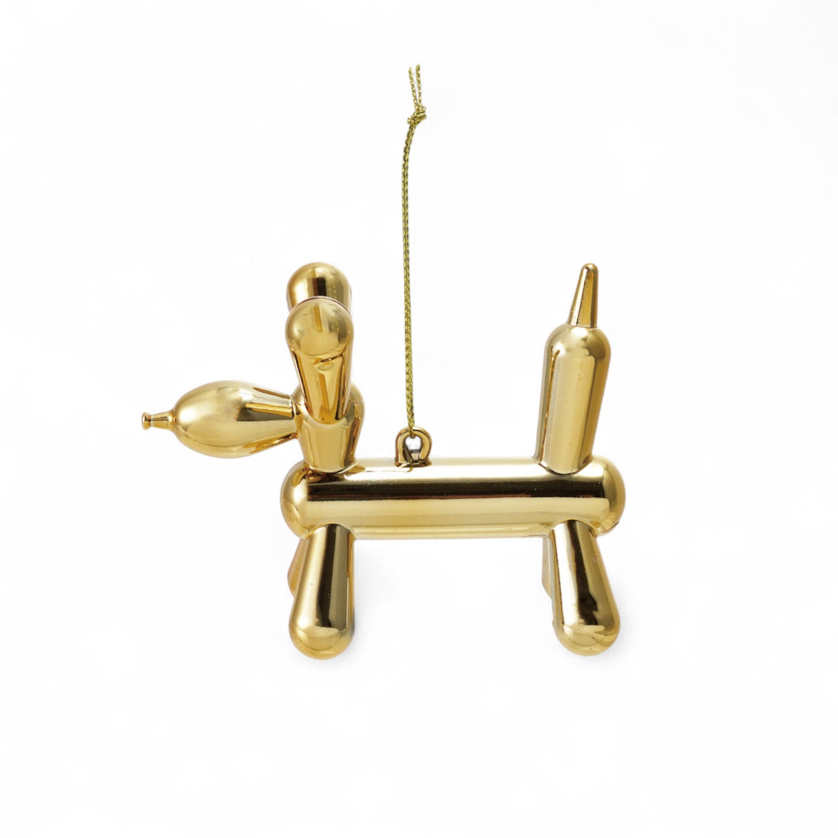 Gold balloon dog ornament with metallic finish