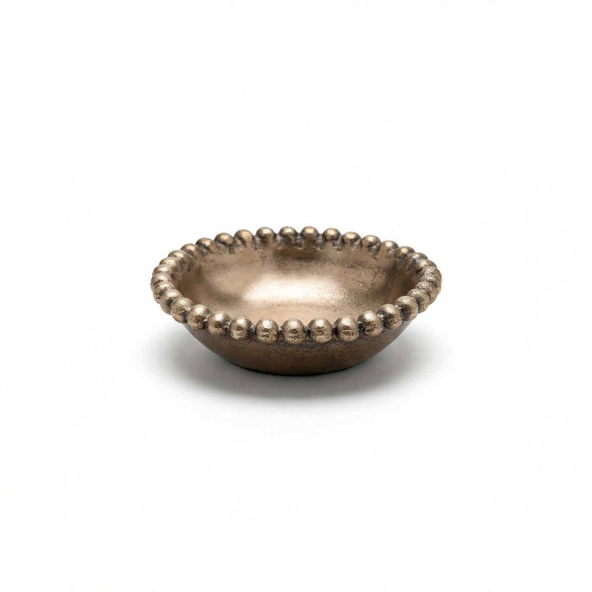 gold beaded aluminum trinket bowl decorative small dish for jewelry rings and tabletop décor