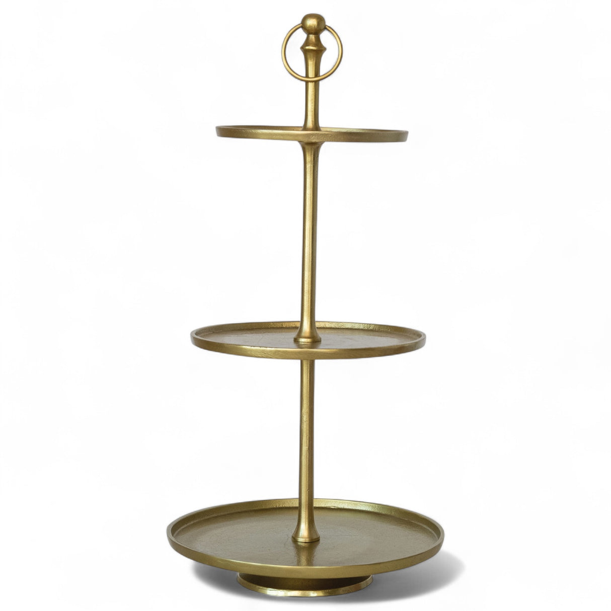 Gold metal 3-tier serving tray with aluminum construction