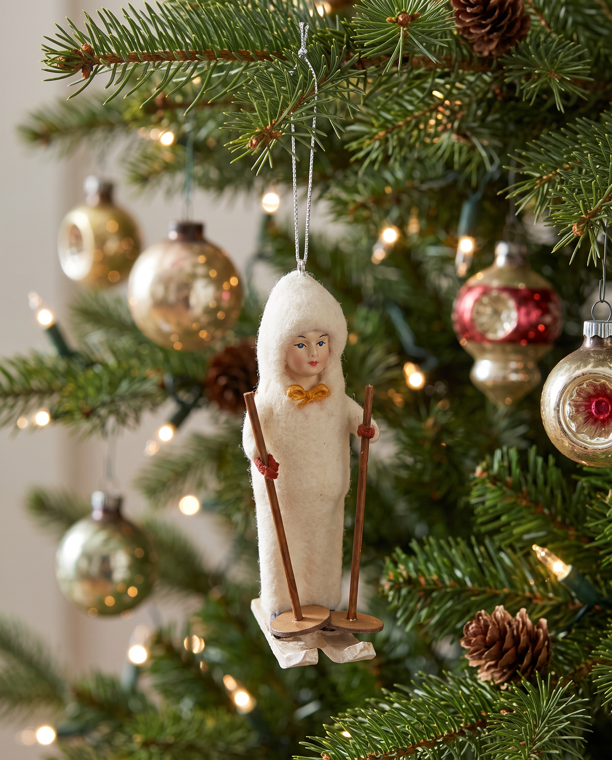 Vintage Inspired Child Skiing Ornament