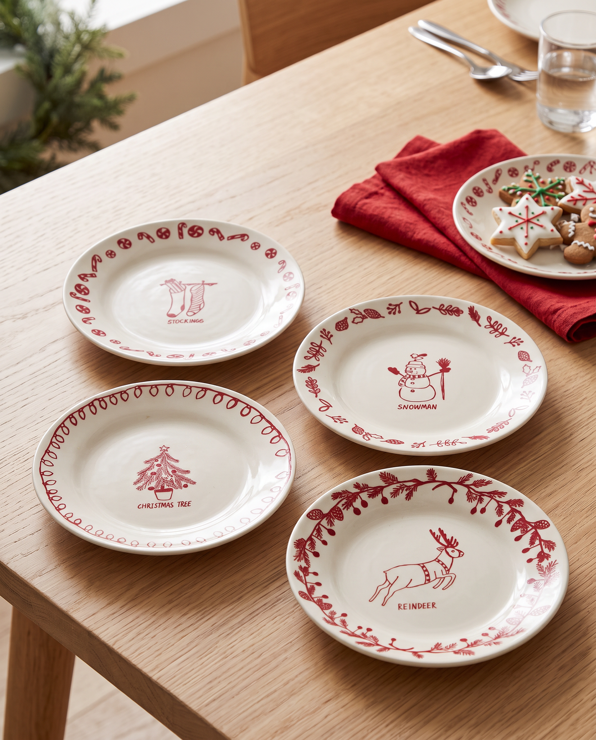 Red & White Christmas Icon Plates