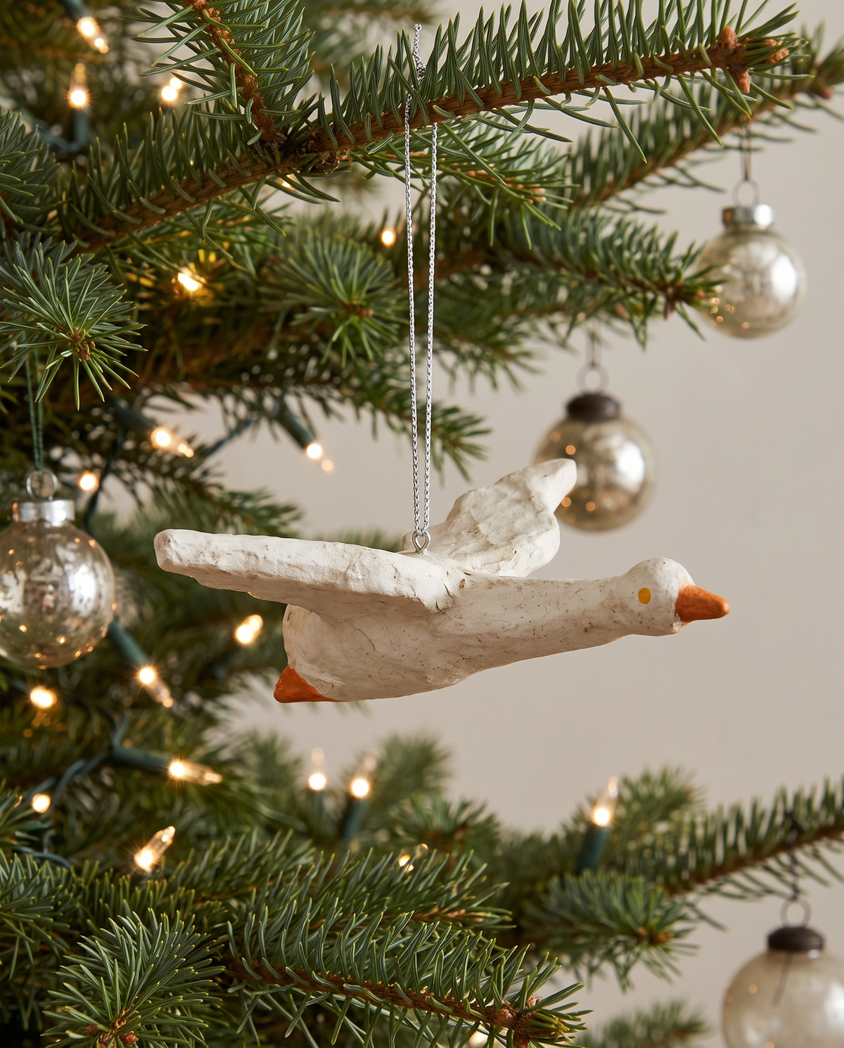 Vintage Inspired Paper Mache Goose Ornament
