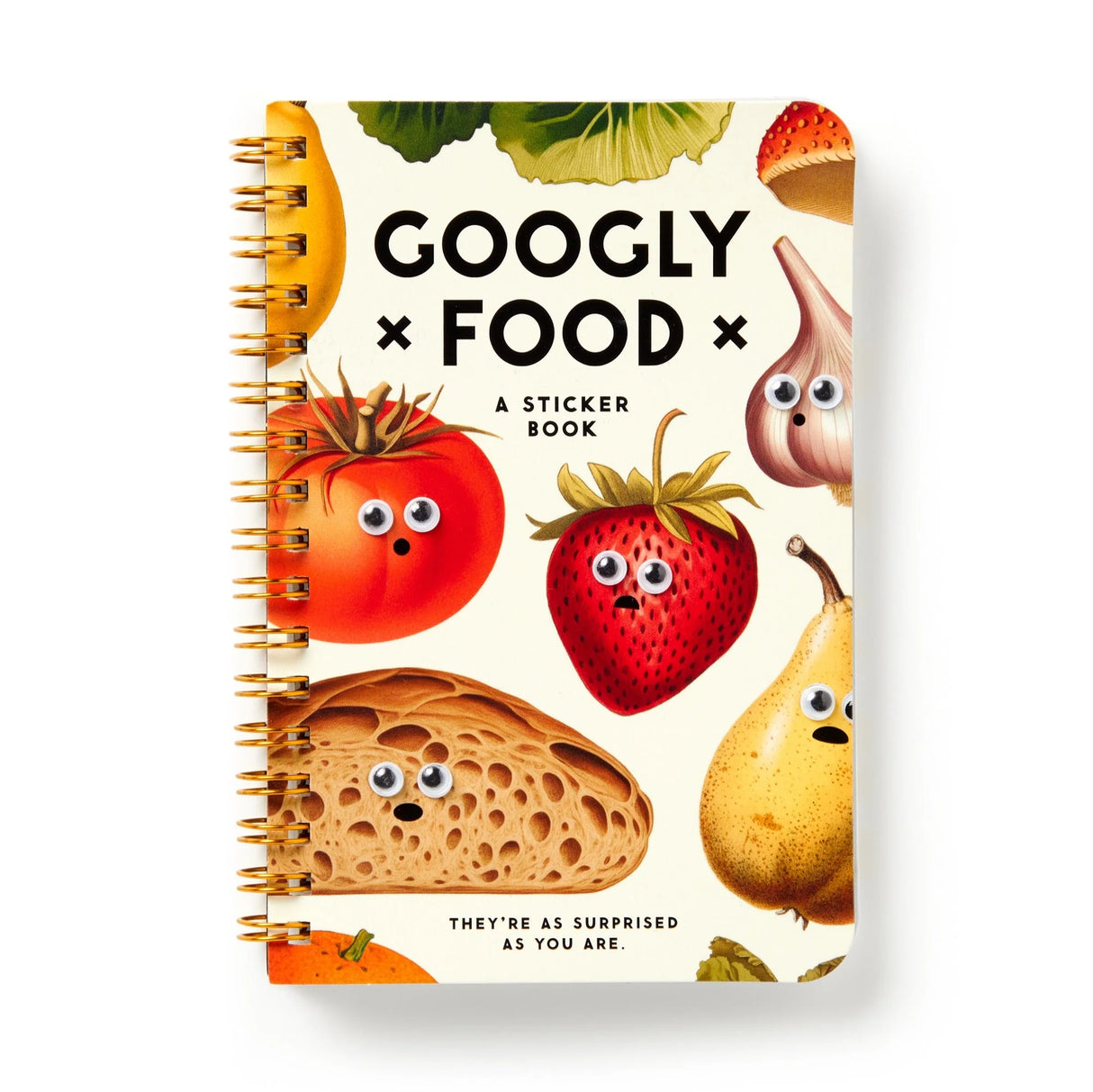 Googly Food Sticker Book with vintage food illustrations and over 60 funny stickers