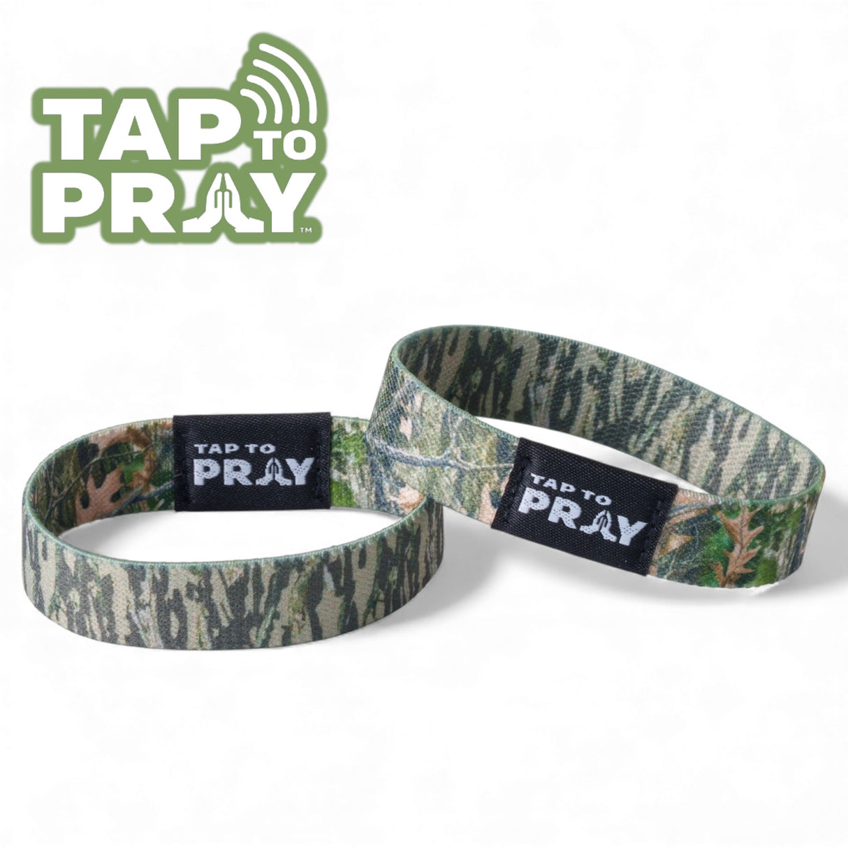 green hunting camoflage tap to pray wristband