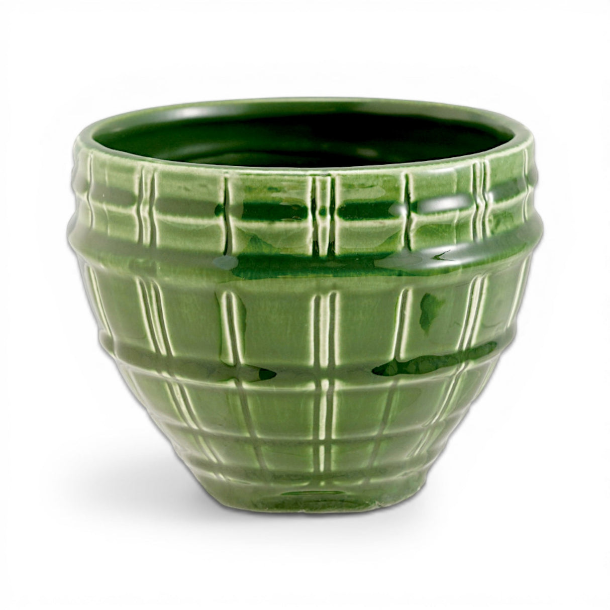 green ceramic planter with reactive glaze indoor plant pot 6 inch
