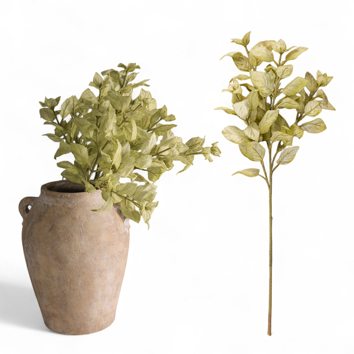 24-inch faux green perilla spray with textured leaves and flexible stem for vase or arrangement styling