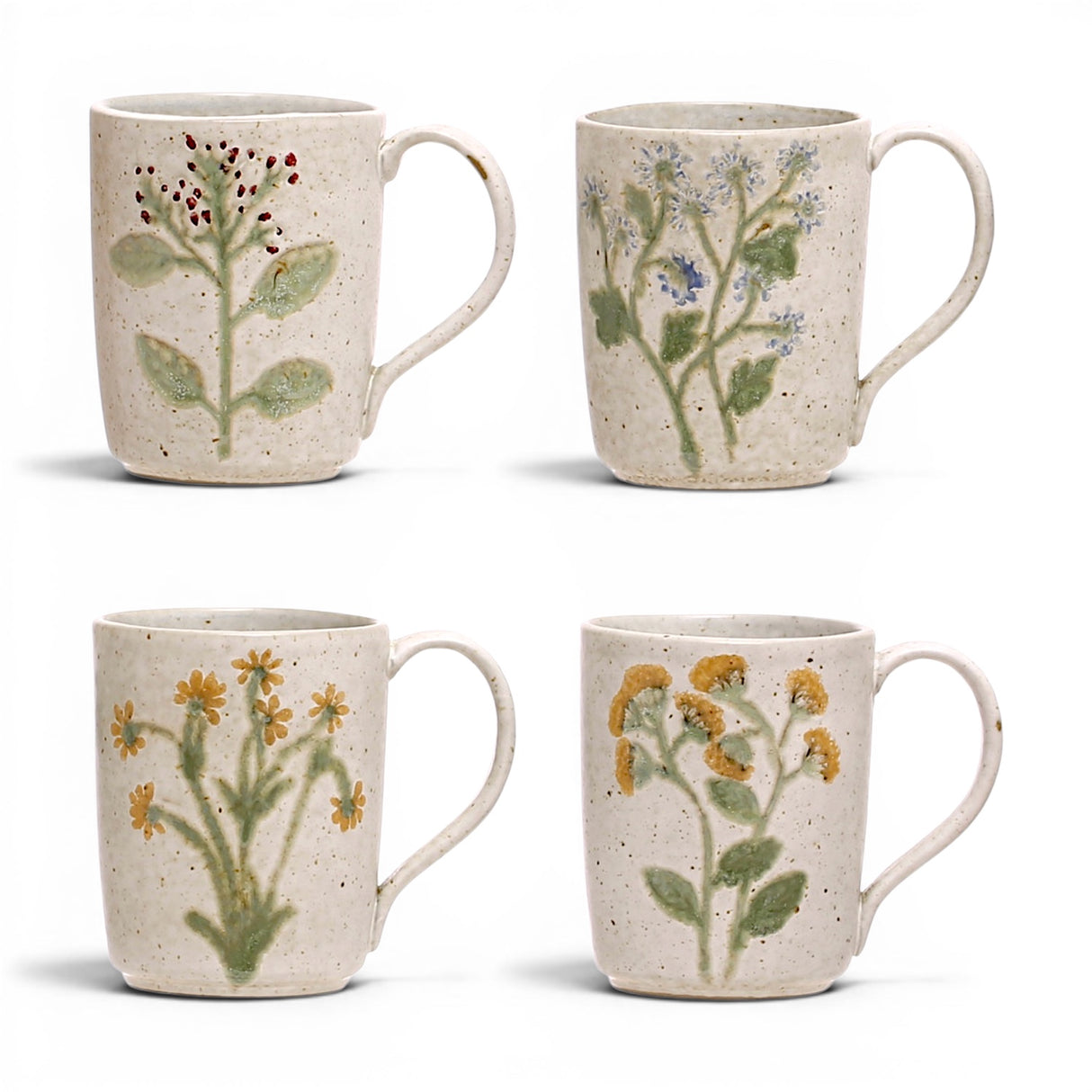 botanical ceramic mug 12 oz hand painted floral coffee mug speckled glaze